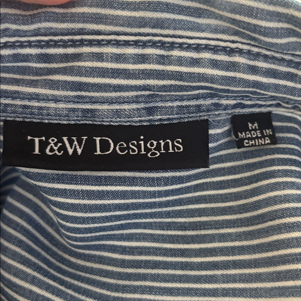 T&J Designs Blue and White Striped long shirt/ short dress - Picture 5 of 7